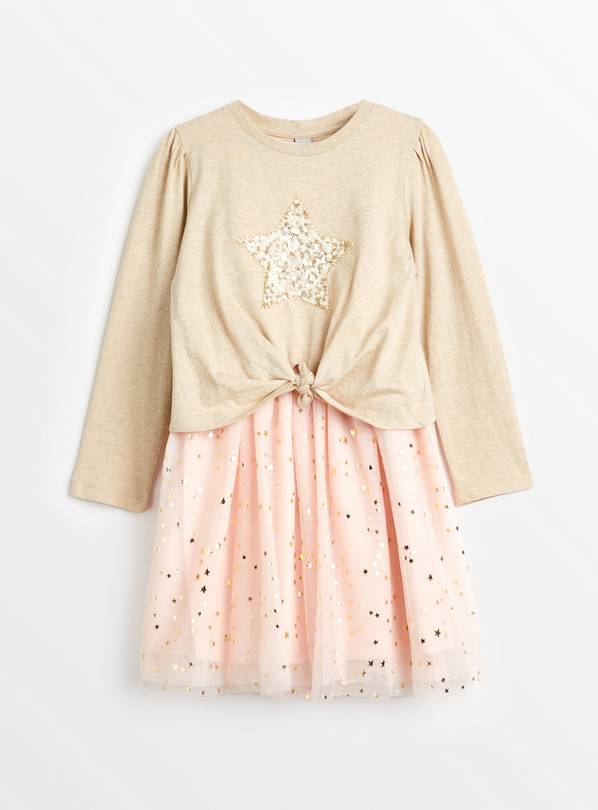 Oatmeal & Pink Twofer Tutu Dress 8 years
